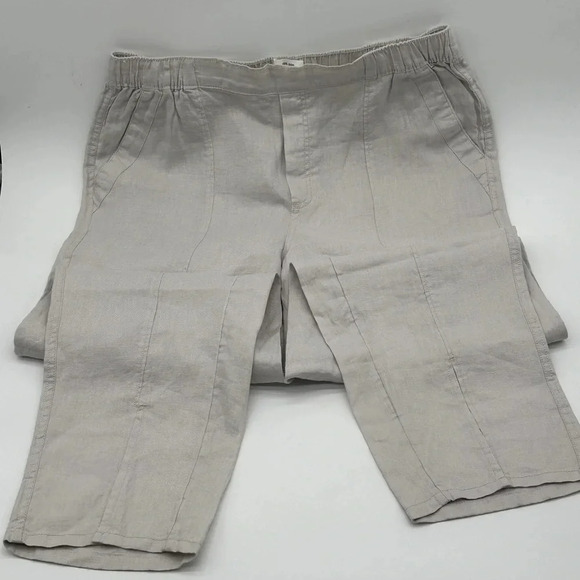 Nicole Miller 100% Linen Women's Pants Elastic Waist Pockets White Size XL - Picture 6 of 10